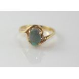 14ct yellow gold, opal and diamond ring