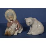 Two Lladro polar bear figurines