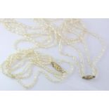 Long rice pearl necklace with 9ct clasp
