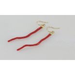 Long Italian red coral earrings