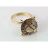 Vintage 9ct yellow gold and smokey quartz ring