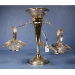 George V sterling silver four piece hanging basket