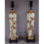 Pair of Japanese Satsuma electric lamps