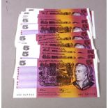 Twenty Australian Fraser & Higgins $5 notes