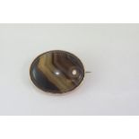9ct rose gold and oval agate brooch