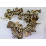 Vintage silver bracelet with world charms