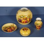 Four Aynsley "orchard gold" items