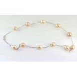 Italian silver(925) chain with baroque pink pearls