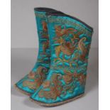 Pair of Chinese silk embroided lotus shoes / boots
