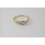 9ct yellow gold and pink sapphire & diamond ring