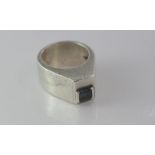 Solid sterling silver ring with blue stone