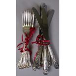 Six king's pattern silver plated knives & 6 forks