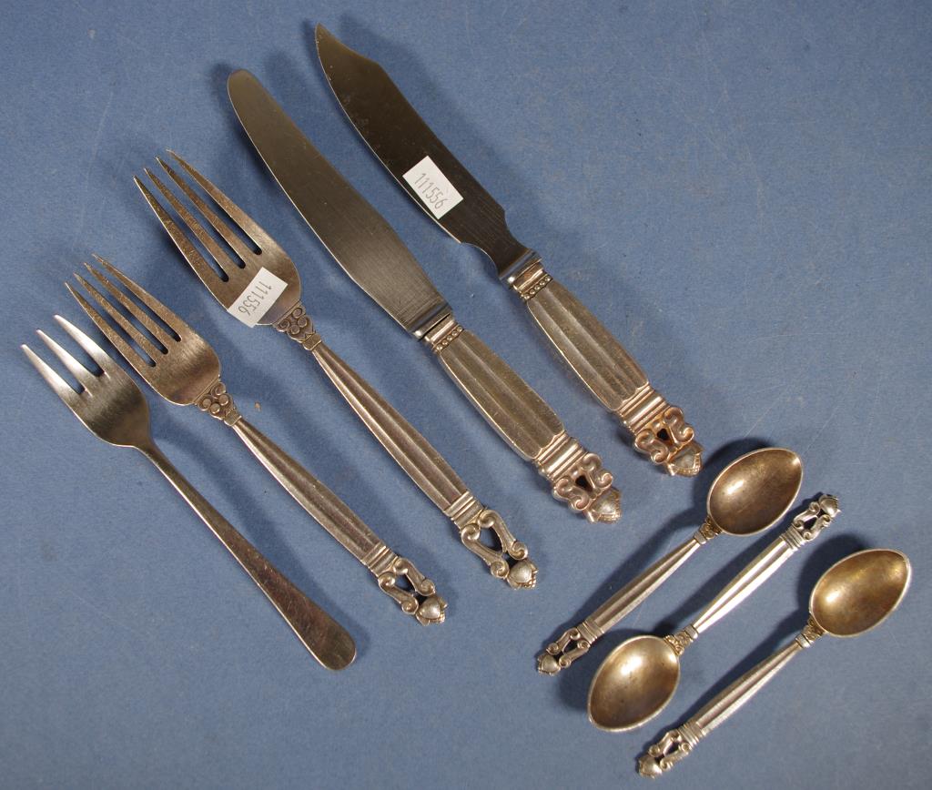 Seven pieces Georg Jensen sterling cutlery