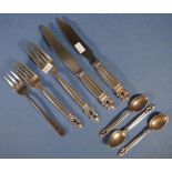 Seven pieces Georg Jensen sterling cutlery