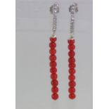 Red Italian coral bead earrings