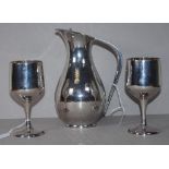 Three piece K. Uyeda sterling silver jug & goblets