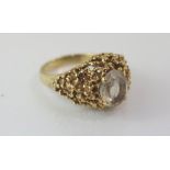 Vintage 9ct yellow gold, stone set ring