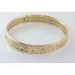 Vintage 9ct gold mesh bangle set with diamonds