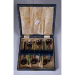 Boxed set Norwegian silver & enamel spoons