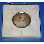 Framed portrait miniature of a lady