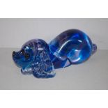 Blue art glass puppy dog figure