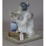 Lladro Japanese woman with ikebana figure