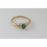 9ct yellow gold, emerald ring