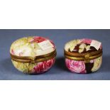 Graduated pair vintage ceramic trinket boxes