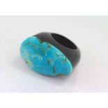 Large ebony and turquoise ring