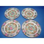 Four Chinese polychrome plates