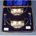 Victorian cased sterling silver condiment set
