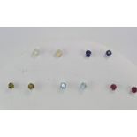 Five various pairs of gemset studs