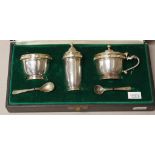 Elizabeth II cased sterling silver condiment set