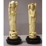 Two antique Chinese carved ivory sage figures