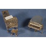 Elizabeth II sterling silver grand piano miniature