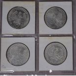 Four German 1972b Olympics 10 mark silver coins