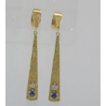 Handmade 18ct yellow gold sapphire & diamond drops