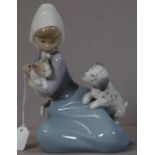 Lladro girl with puppies figure