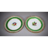 Pair antique French porcelain dessert plates