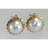 9ct yellow gold and mabe pearl clip-on earrings