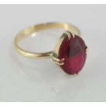 Vintage 9ct yellow gold and garnet ring