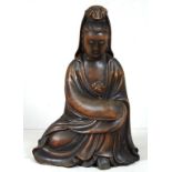 Chinese carved wood Yuan Yin figure