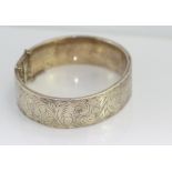 Sterling silver gilt engraved and hinged bangle