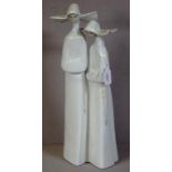 Lladro two standing nuns figure