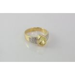 9ct yellow gold, yellow sapphire and diamond ring