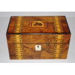 Tunbridge ware timber tea caddy