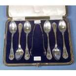 George V cased set sterling silver tea spoons