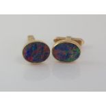 9ct yellow gold and opal cufflinks