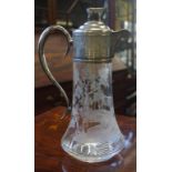 Australian 19th c. silver & cut glass claret jug