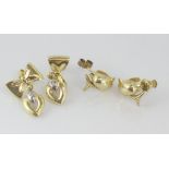 Two pairs of 9ct gold earrings